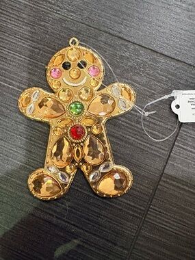 GANZ Gold Jeweled Gingerbread Ornament with Multicolor Gems